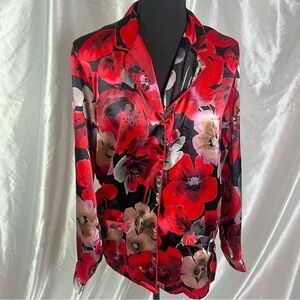 Victoria’s Secret Vintage Satin Floral Blouse –Soft Coquette Aesthetic (S)